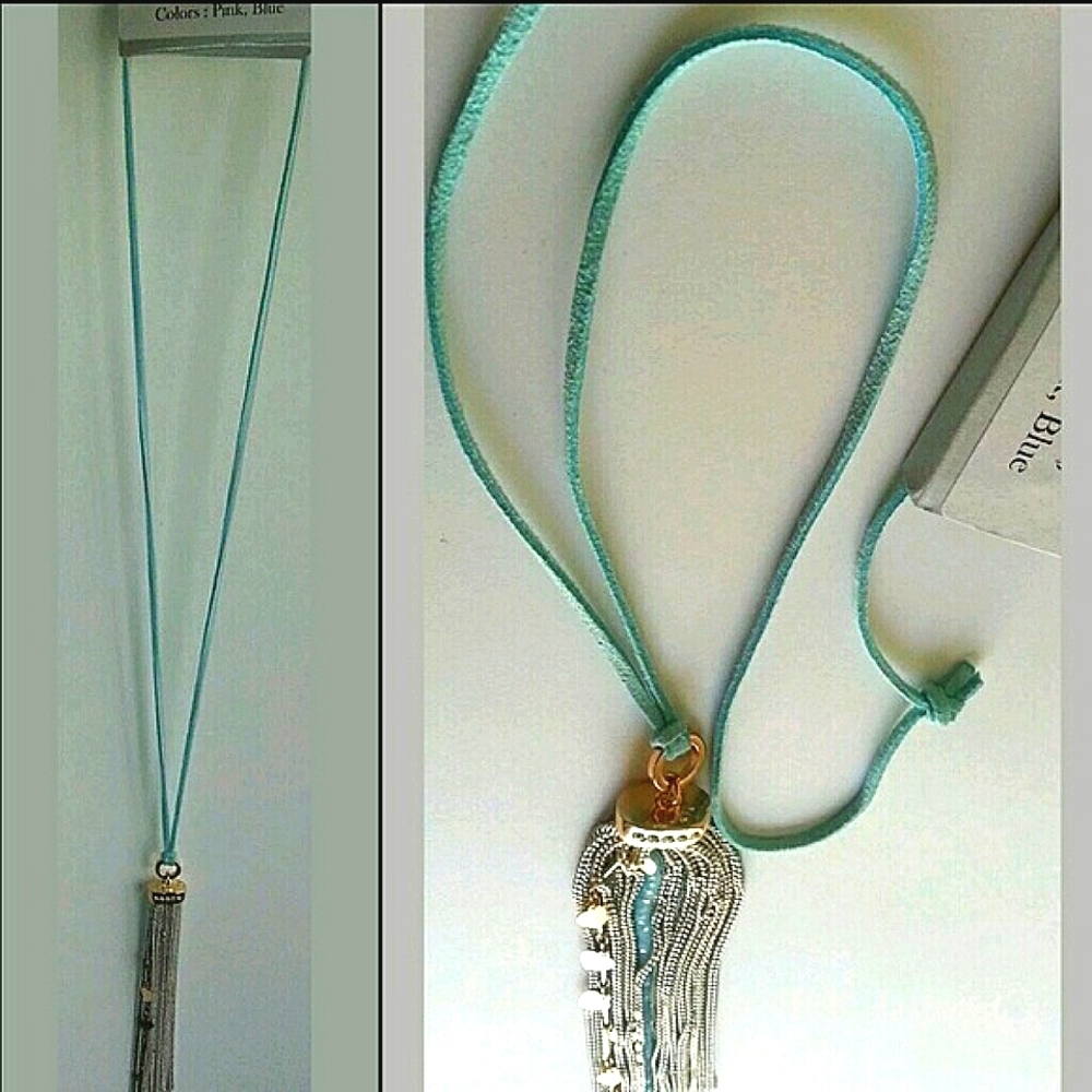 NWT EDEN & CHARLES Suede Designer FRINGE Gift with Gold + Tiffany's Blue